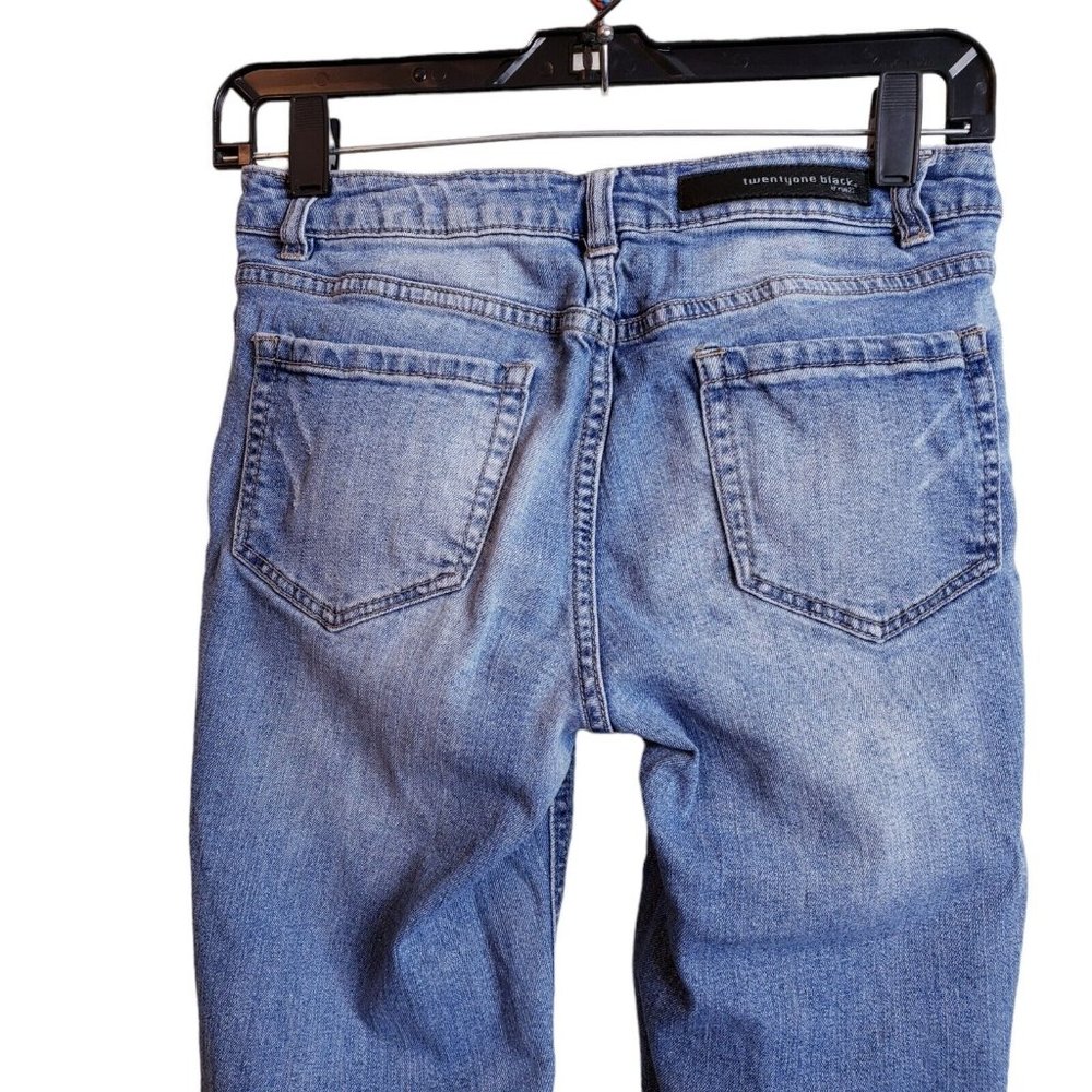 Twenty One Black Rue21 Mid Rise Skinny Flex Jeans Women's 3/4 Regular Blue - Picture 7 of 16